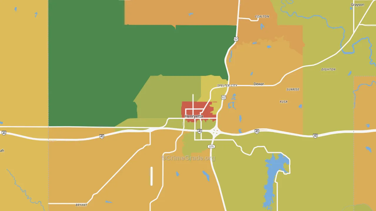 Henryetta, OK Map of Robbery Rates