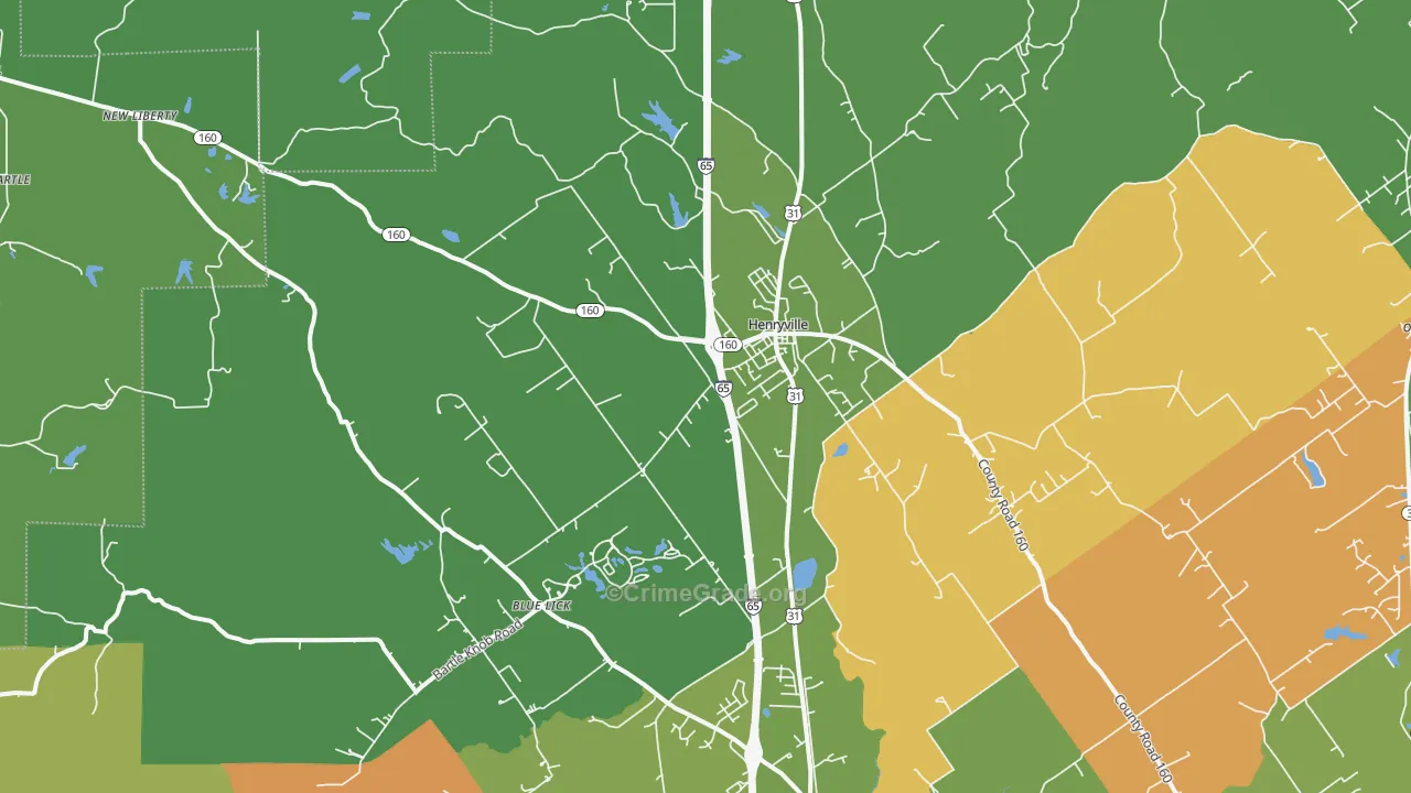 Henryville, IN Map of Robbery Rates