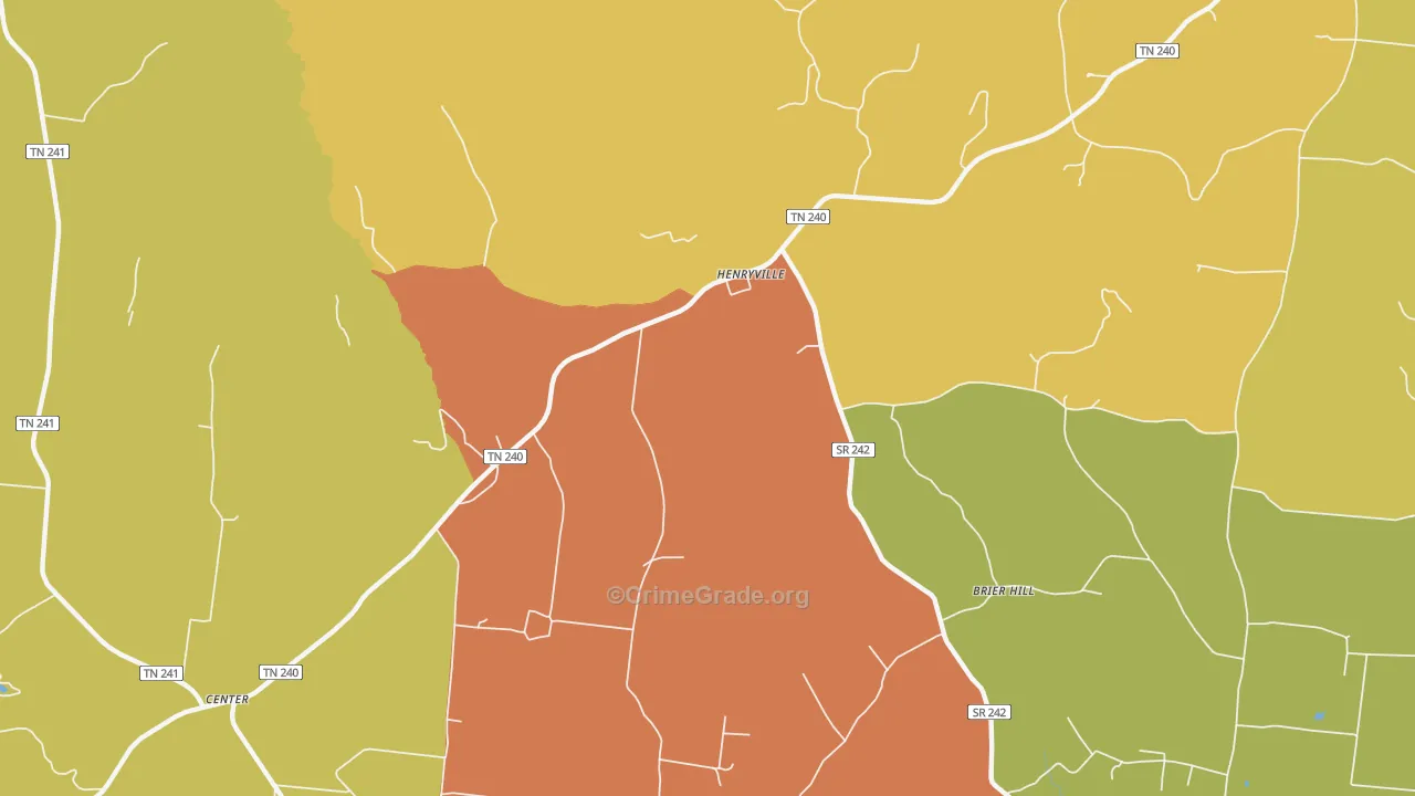 Henryville, TN Map of Robbery Rates