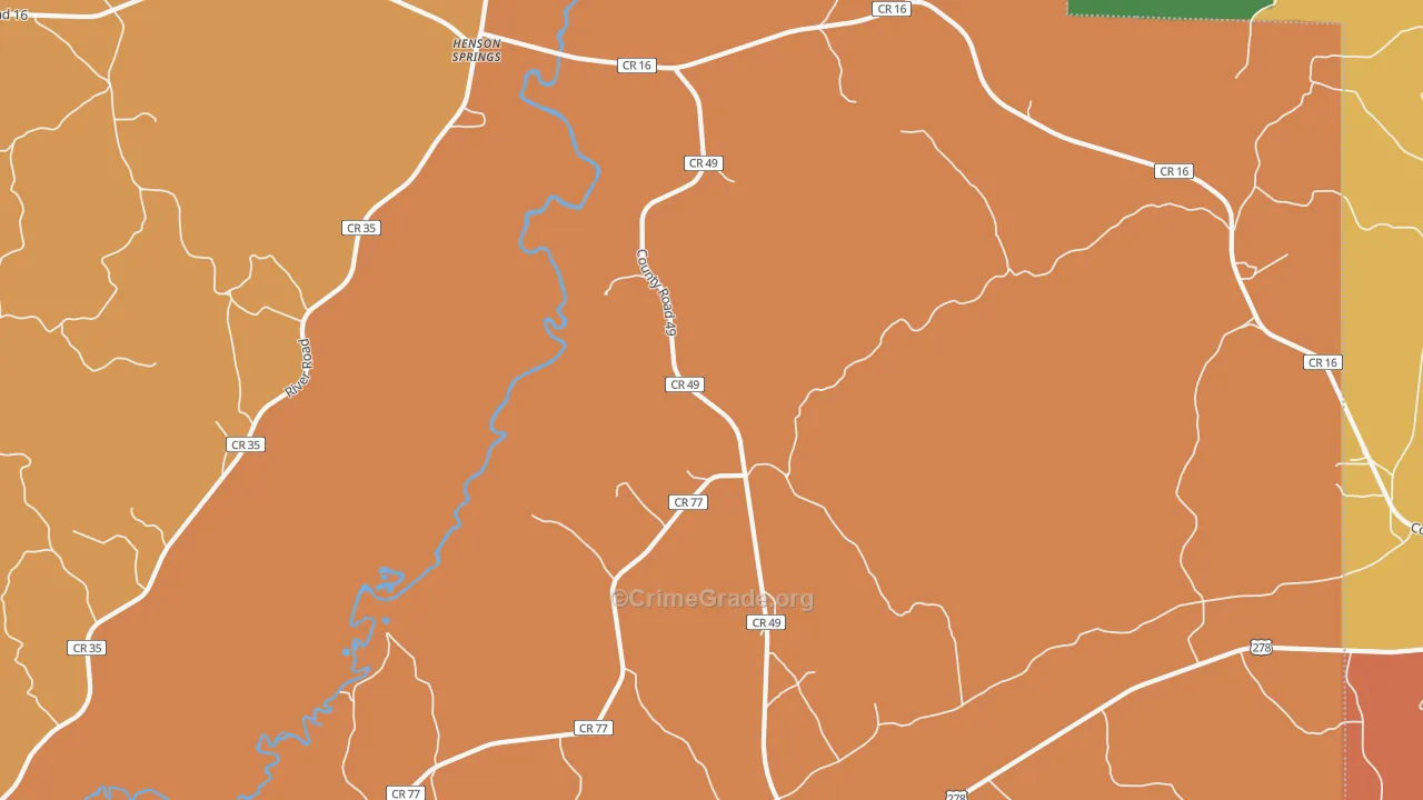 Henson Springs, AL Map of Robbery Rates