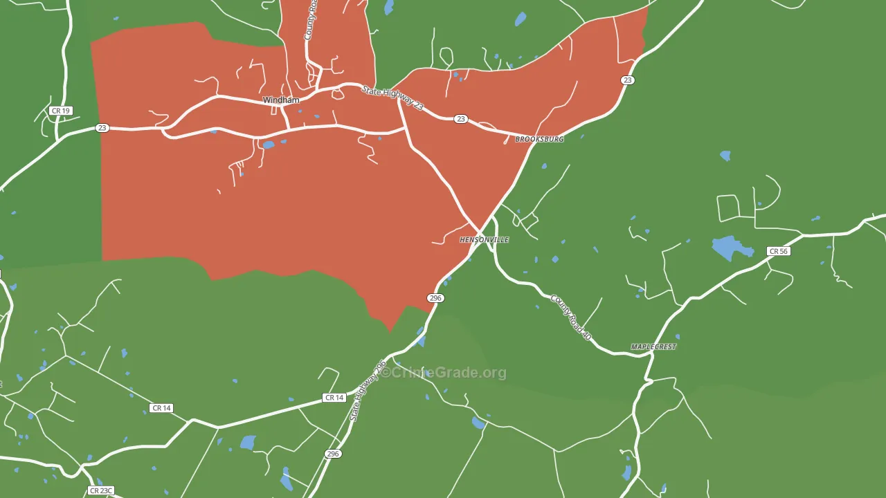 Hensonville, NY Map of Robbery Rates