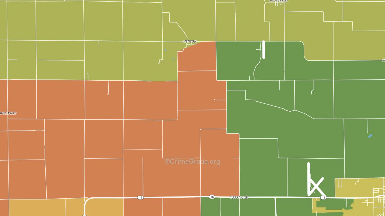 Henton, IL Map of Robbery Rates