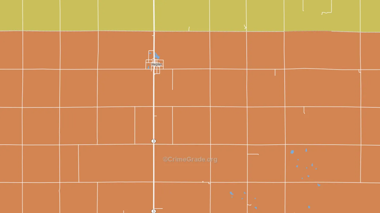 Hepler, KS Map of Robbery Rates