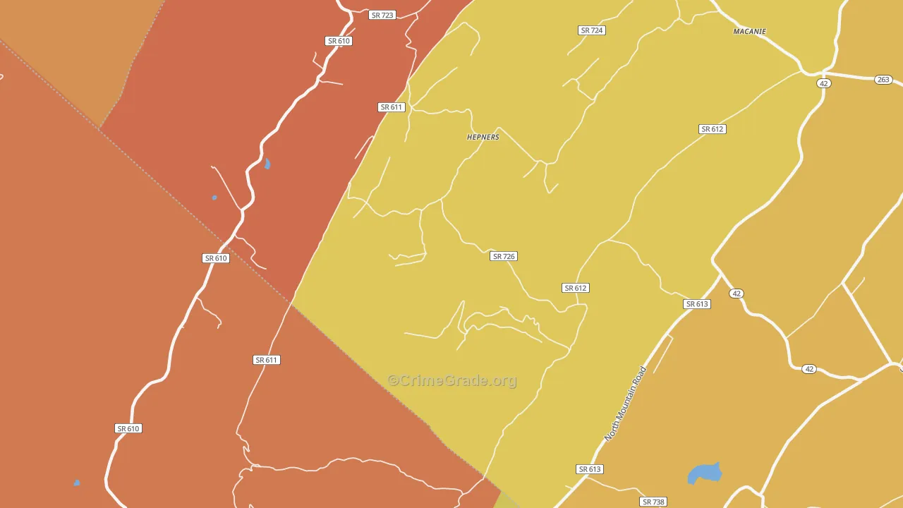 Hepners, VA Map of Robbery Rates