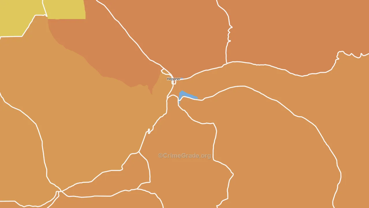 Heppner, OR Map of Robbery Rates