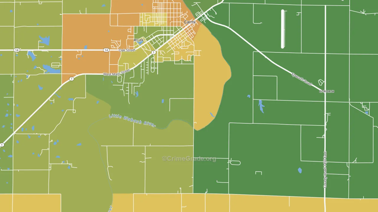 Herald, IL Map of Robbery Rates