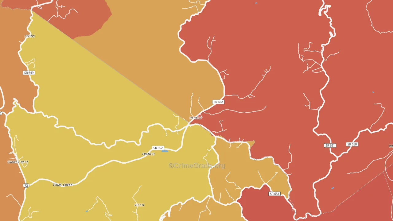 Herald, VA Map of Robbery Rates