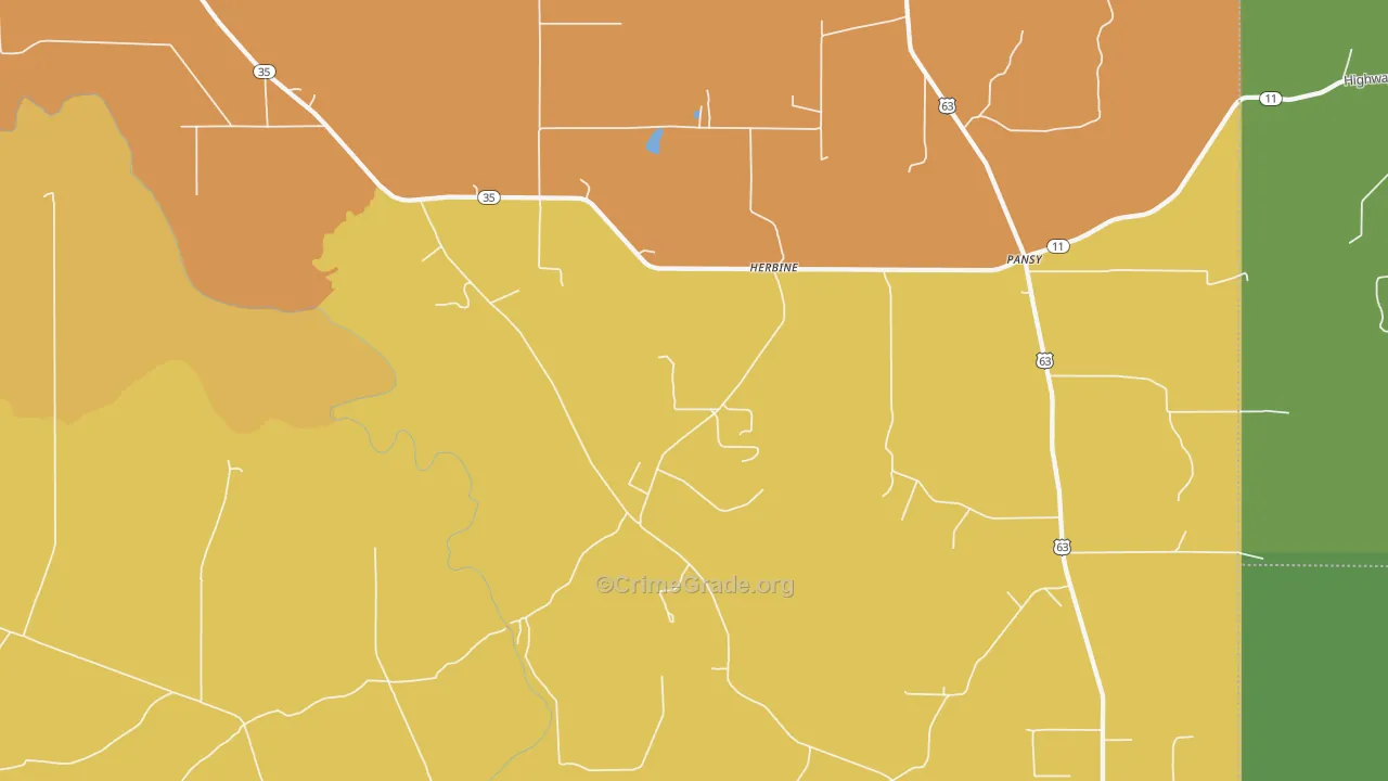 Herbine, AR Map of Robbery Rates