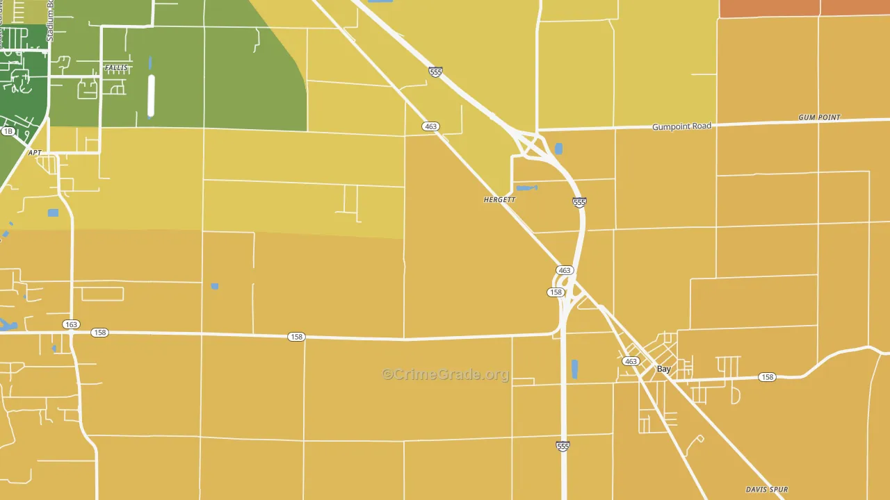 Hergett, AR Map of Robbery Rates