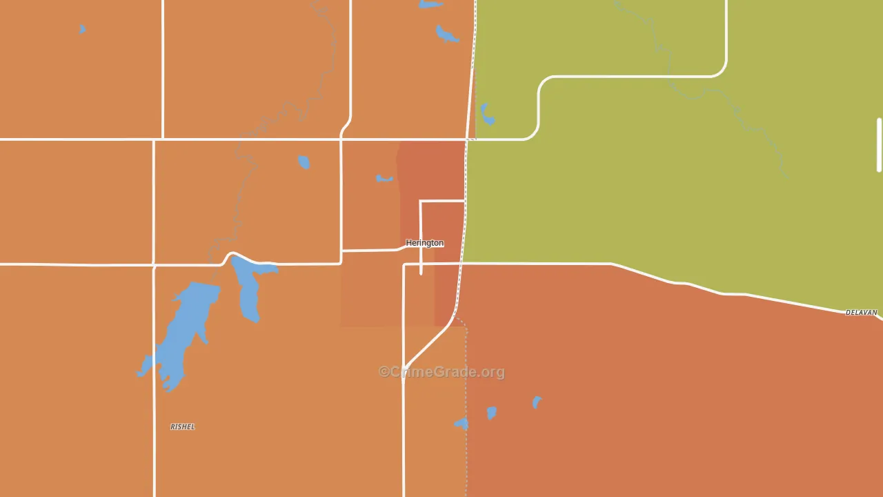 Herington, KS Map of Robbery Rates