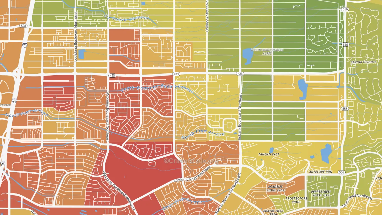 Heritage East, Albuquerque, NM Map of Robbery Rates