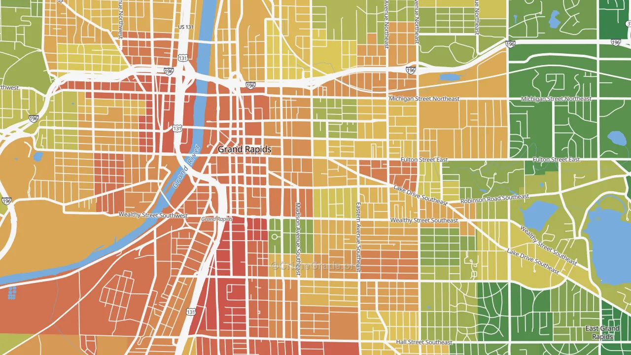 Heritage Hill, Grand Rapids, MI Map of Robbery Rates