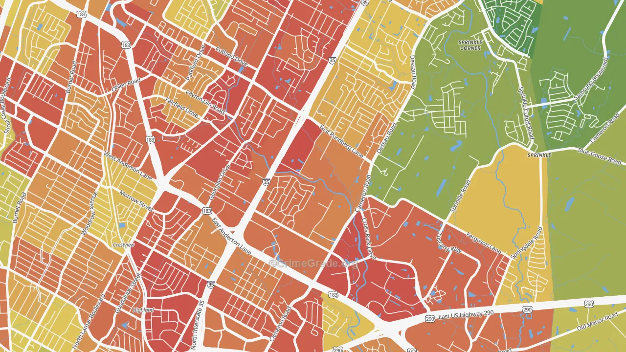 Heritage Hills, Austin, TX Map of Robbery Rates