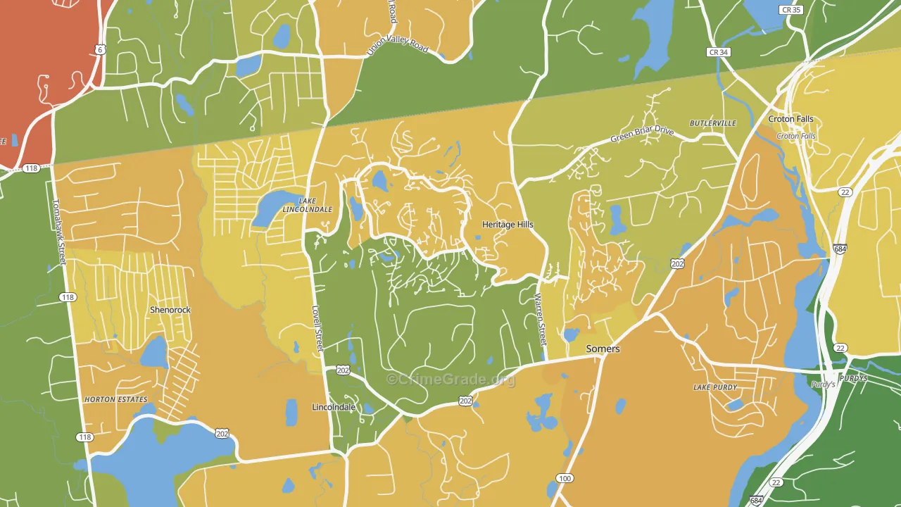 Heritage Hills, NY Map of Robbery Rates