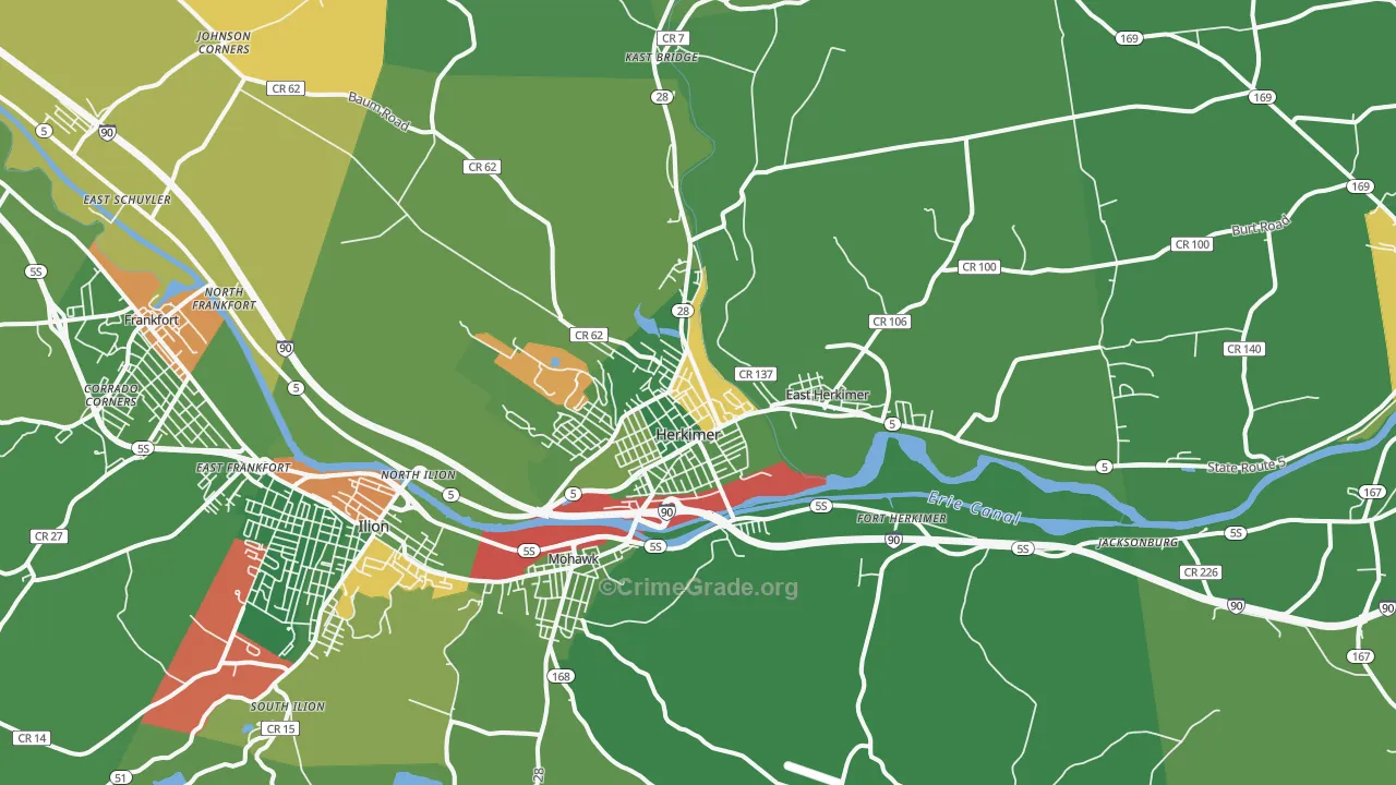 Herkimer, NY Map of Robbery Rates