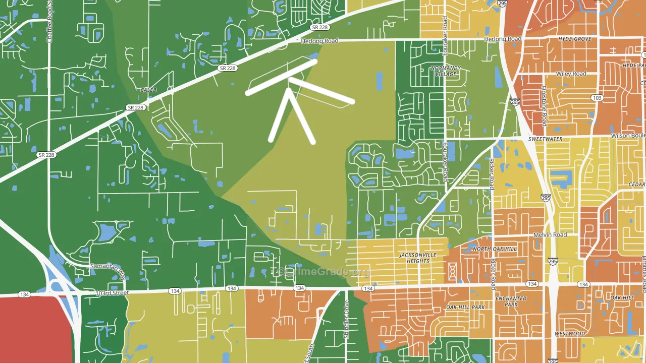 Herlong, Jacksonville, FL Map of Robbery Rates