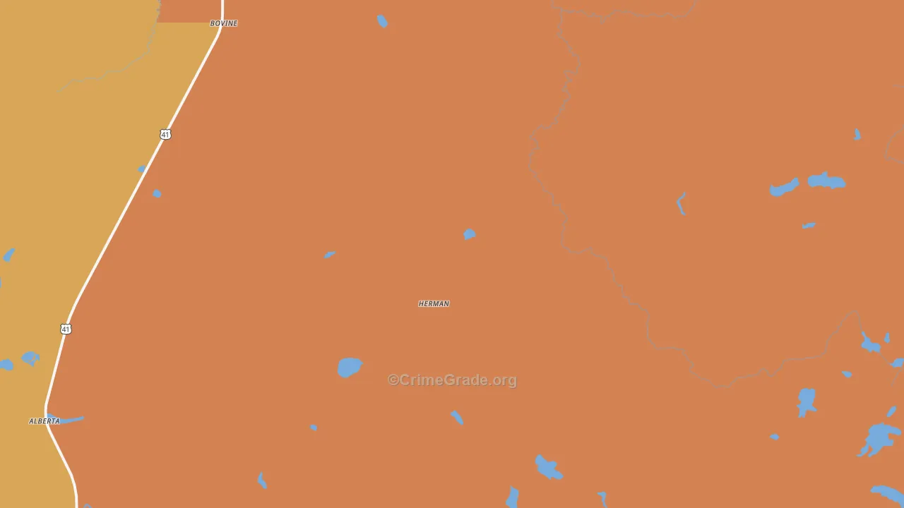 Herman, MI Map of Robbery Rates