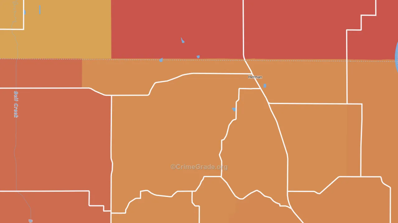 Herman, NE Map of Robbery Rates