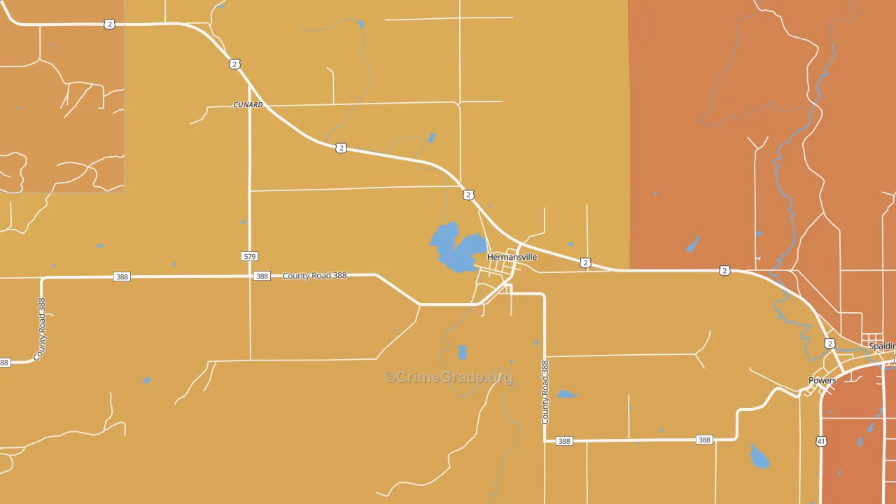 Hermansville, MI Map of Robbery Rates