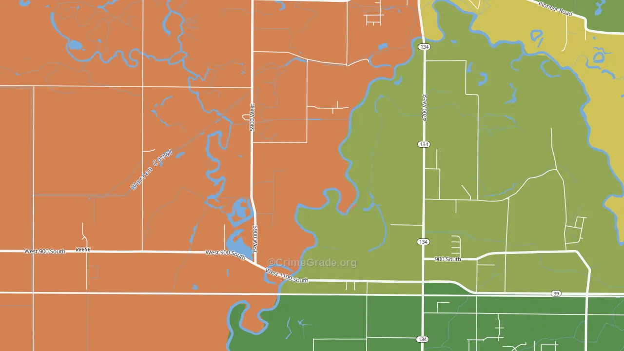 Hermitage, UT Map of Robbery Rates