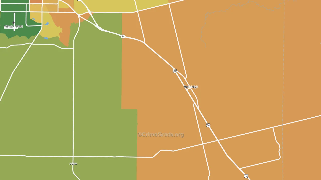 Hermleigh, TX Map of Robbery Rates