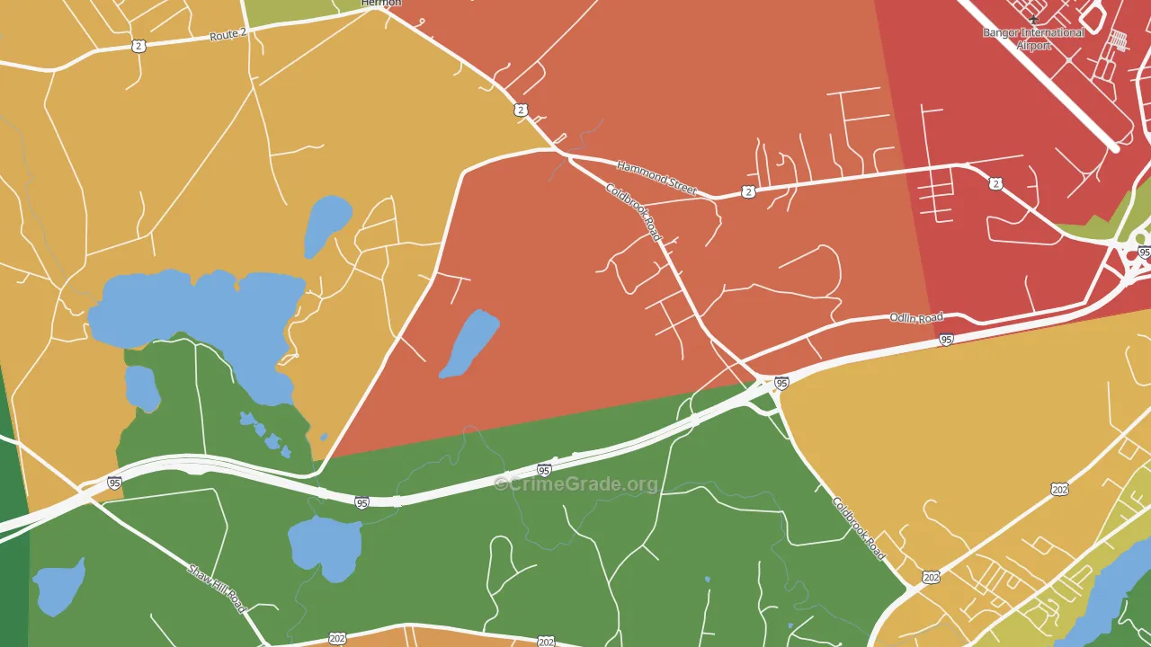 Hermon Center, ME Map of Robbery Rates