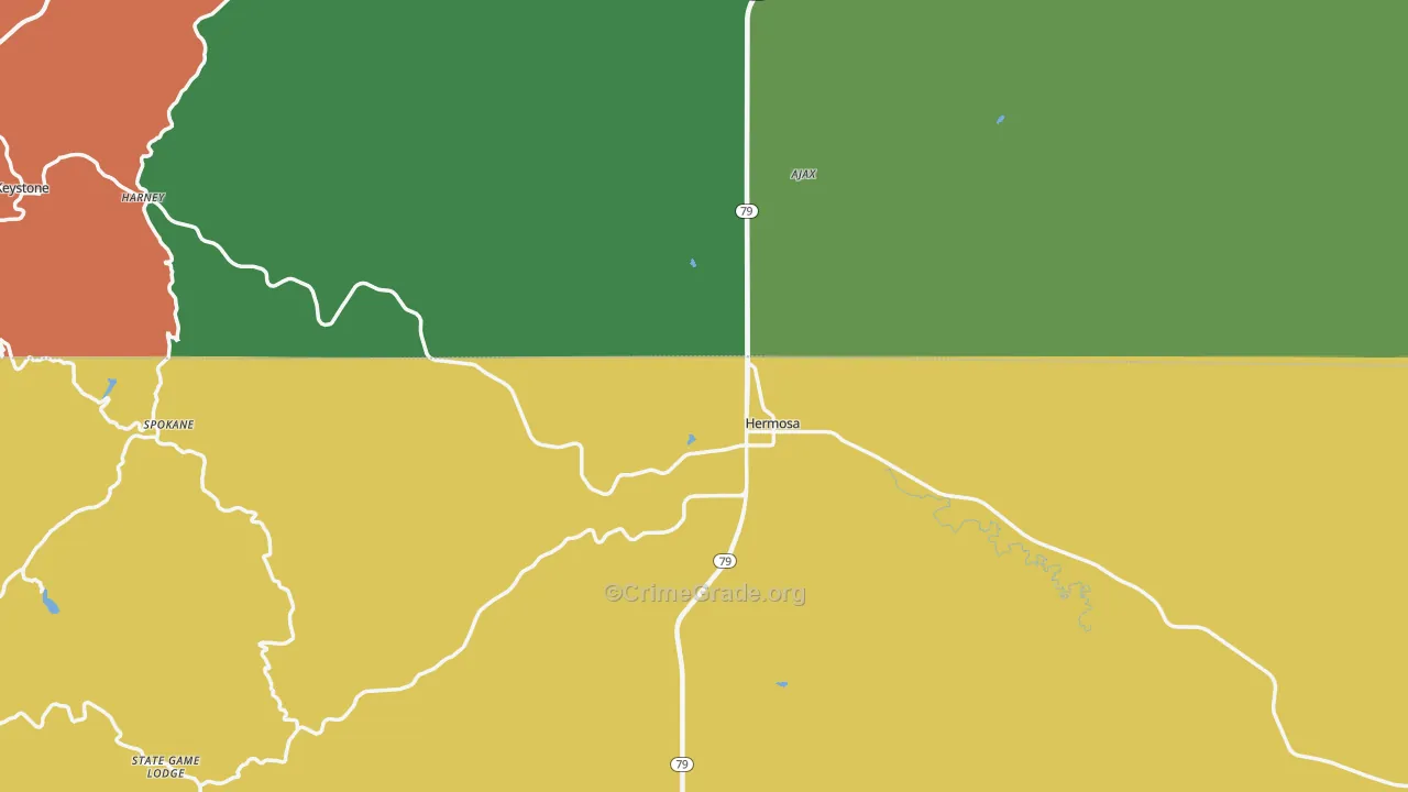 Hermosa, SD Map of Robbery Rates
