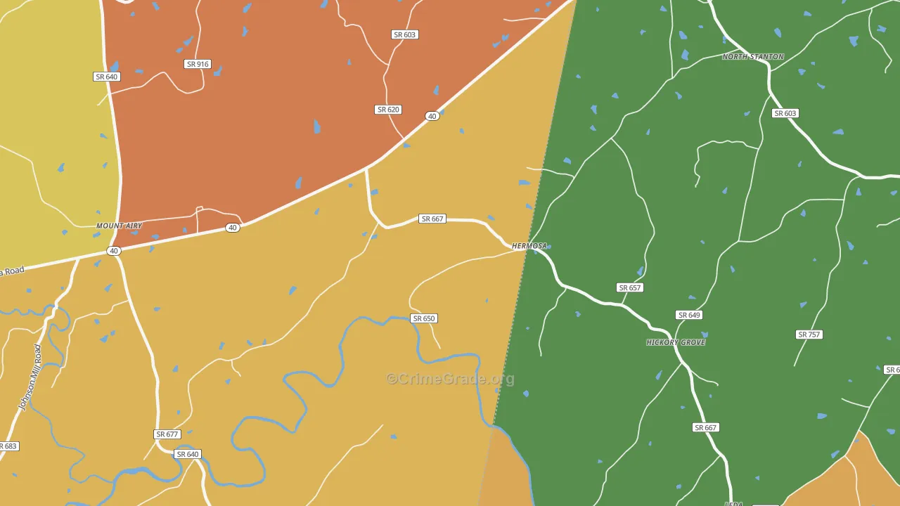 Hermosa, VA Map of Robbery Rates