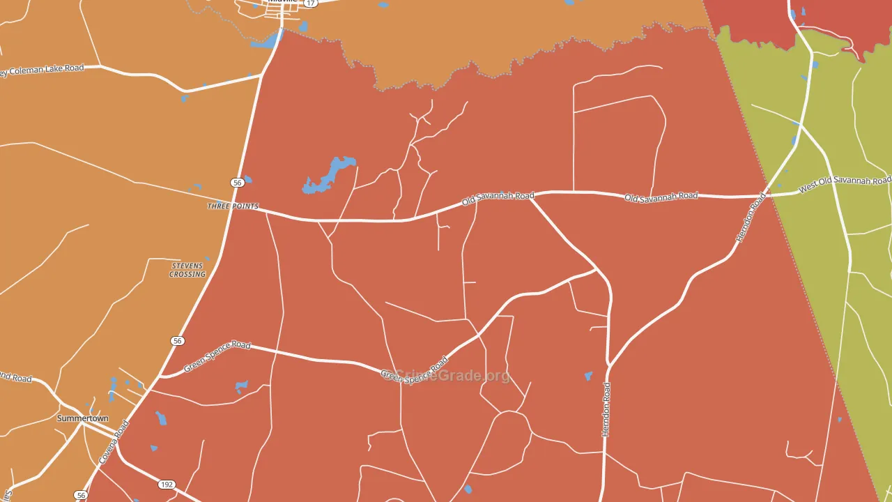 Herndon, GA Map of Robbery Rates