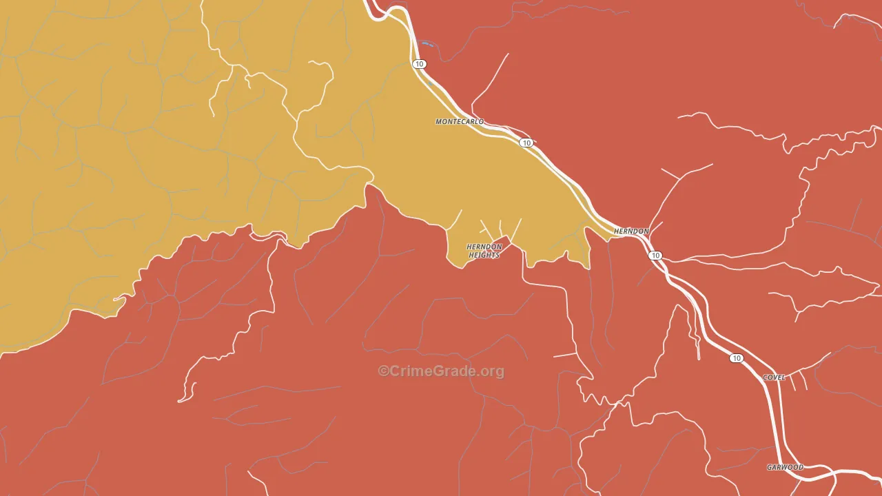 Herndon Heights, WV Map of Robbery Rates