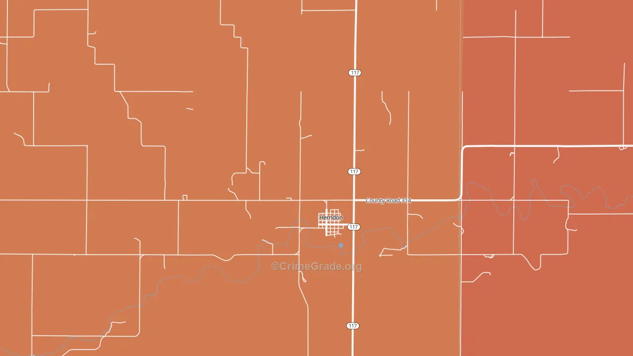 Herndon, KS Map of Robbery Rates
