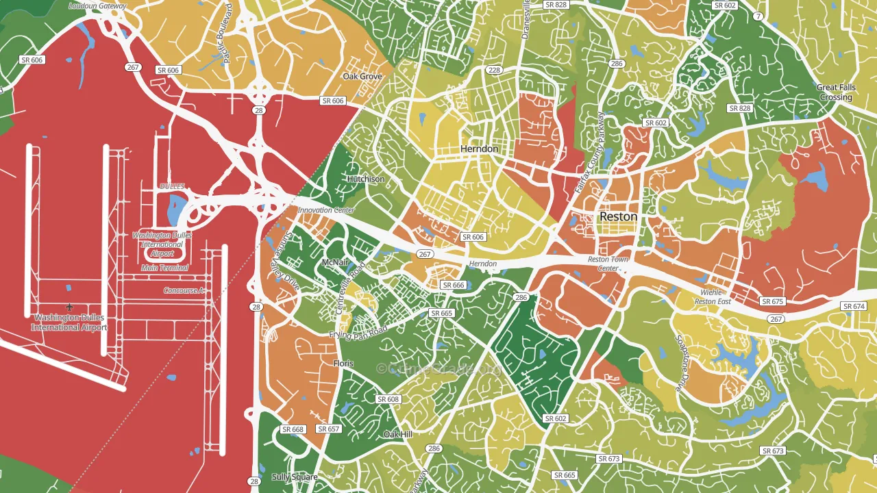 Herndon, VA Map of Robbery Rates