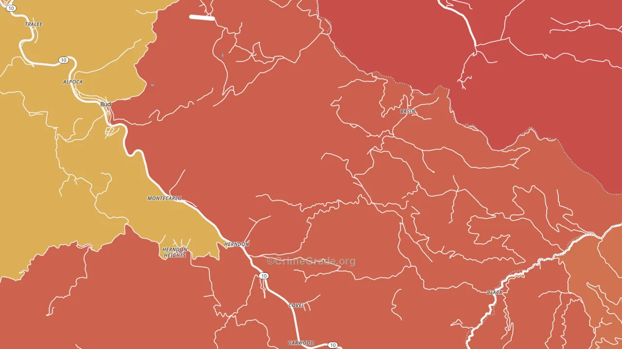 Herndon, WV Map of Robbery Rates