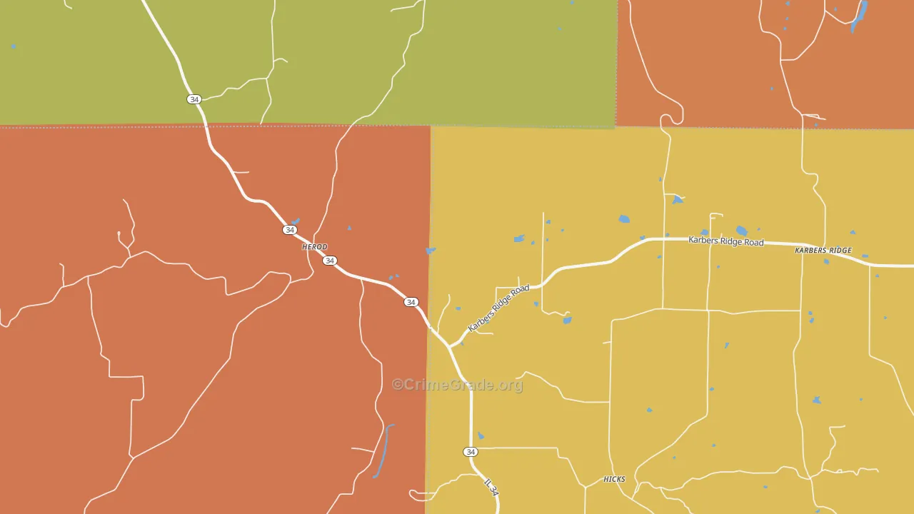 Herod, IL Map of Robbery Rates