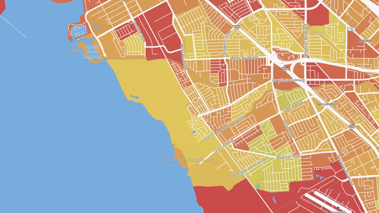 Heron Bay, San Leandro, CA Map of Robbery Rates