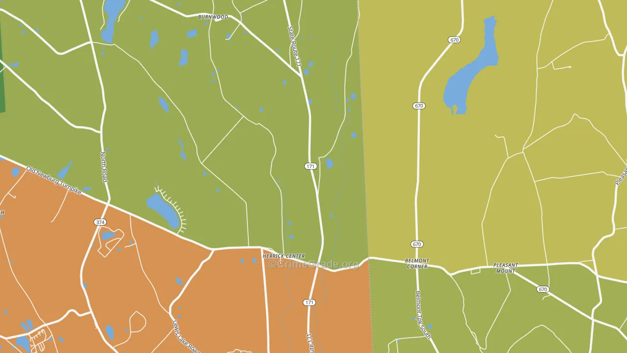 Herrick Center, PA Map of Robbery Rates