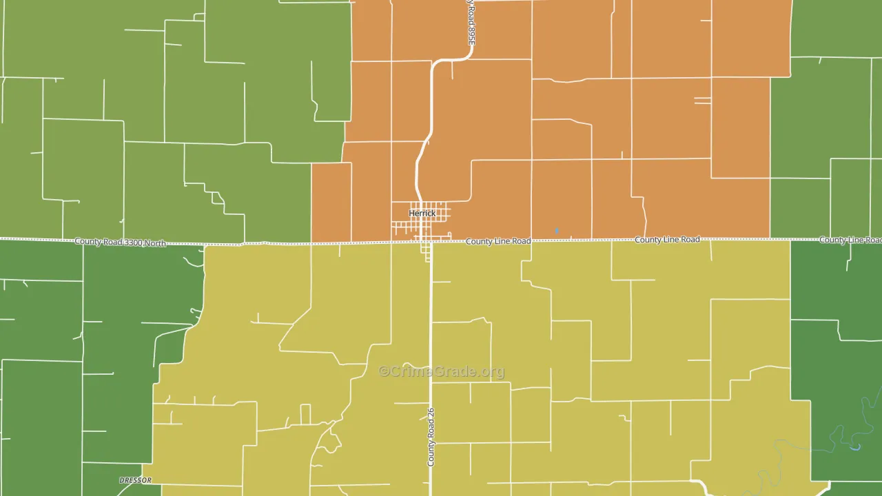 Herrick, IL Map of Robbery Rates
