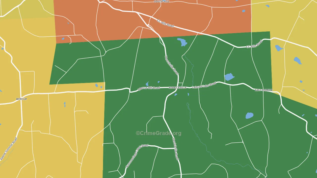 Herrickville, PA Map of Robbery Rates
