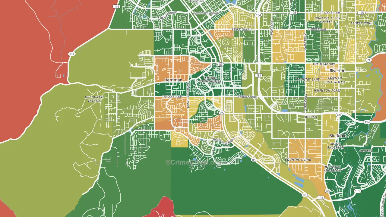 Herriman, UT Map of Robbery Rates