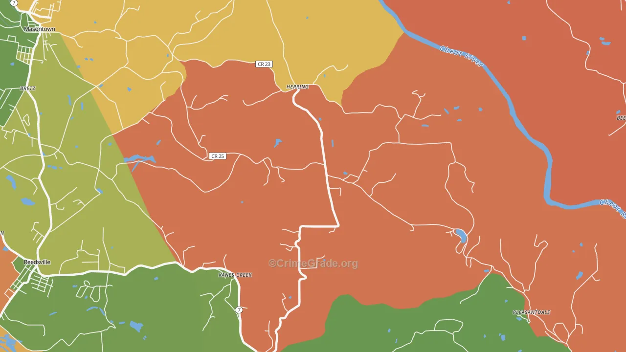 Herring, WV Map of Robbery Rates