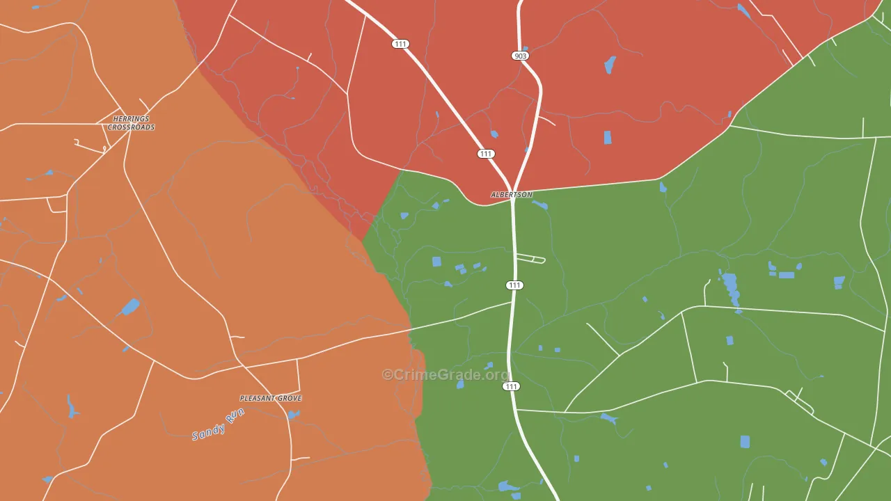 Herrings Crossroads, NC Map of Robbery Rates