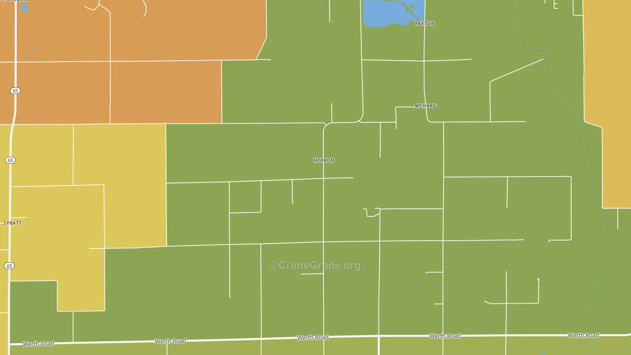 Herron, MI Map of Robbery Rates
