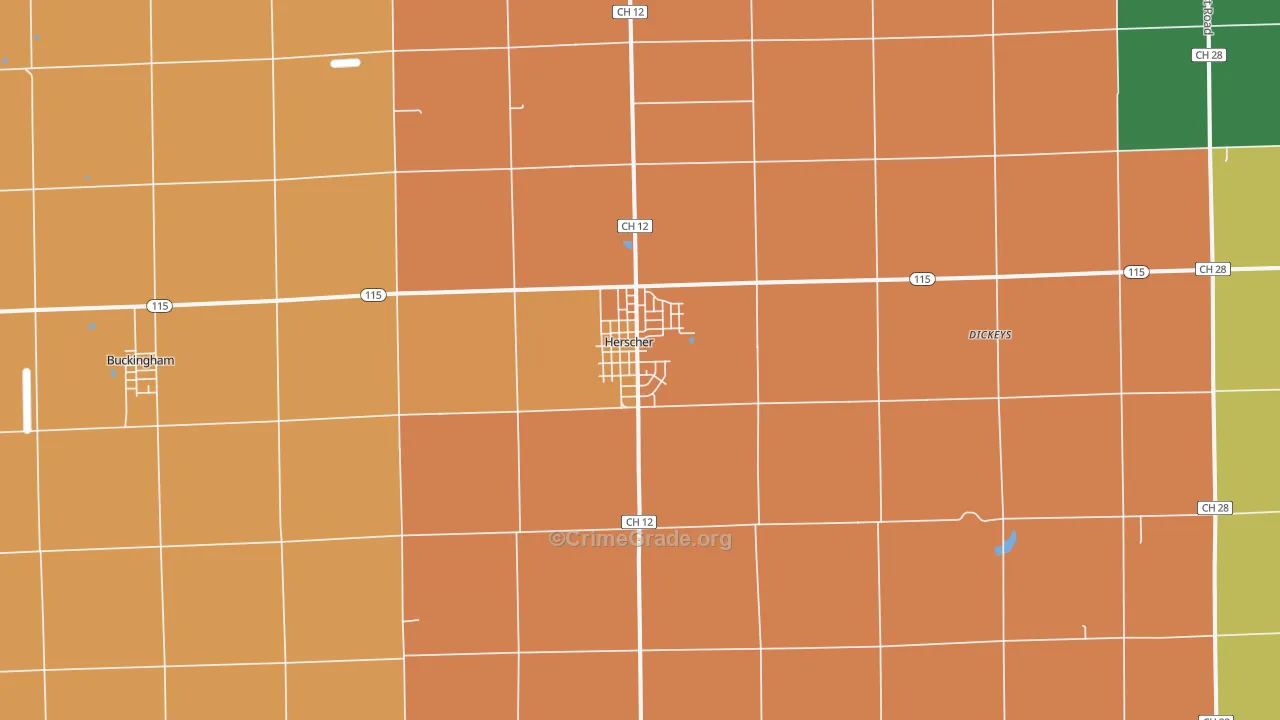 Herscher, IL Map of Robbery Rates