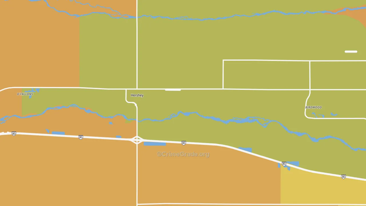 Hershey, NE Map of Robbery Rates