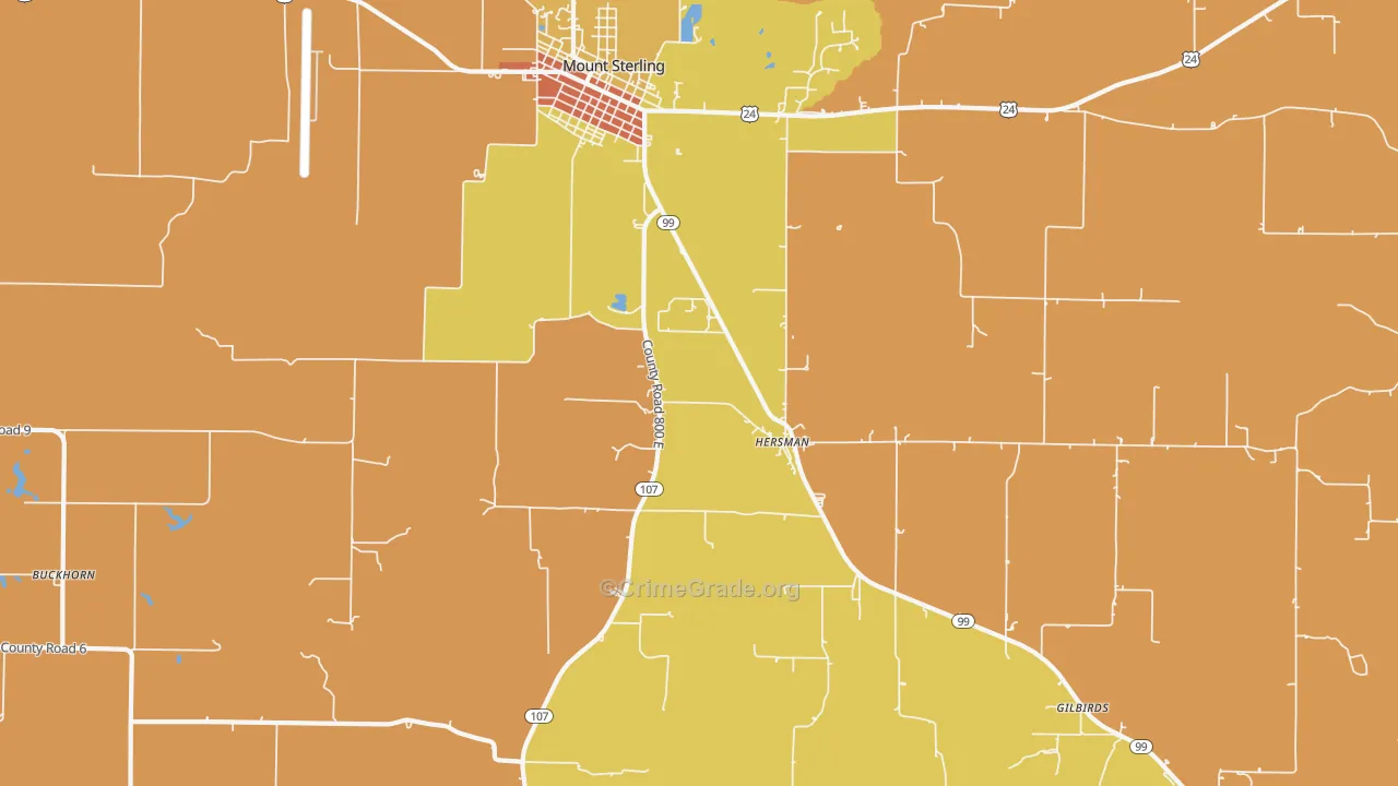 Hersman, IL Map of Robbery Rates