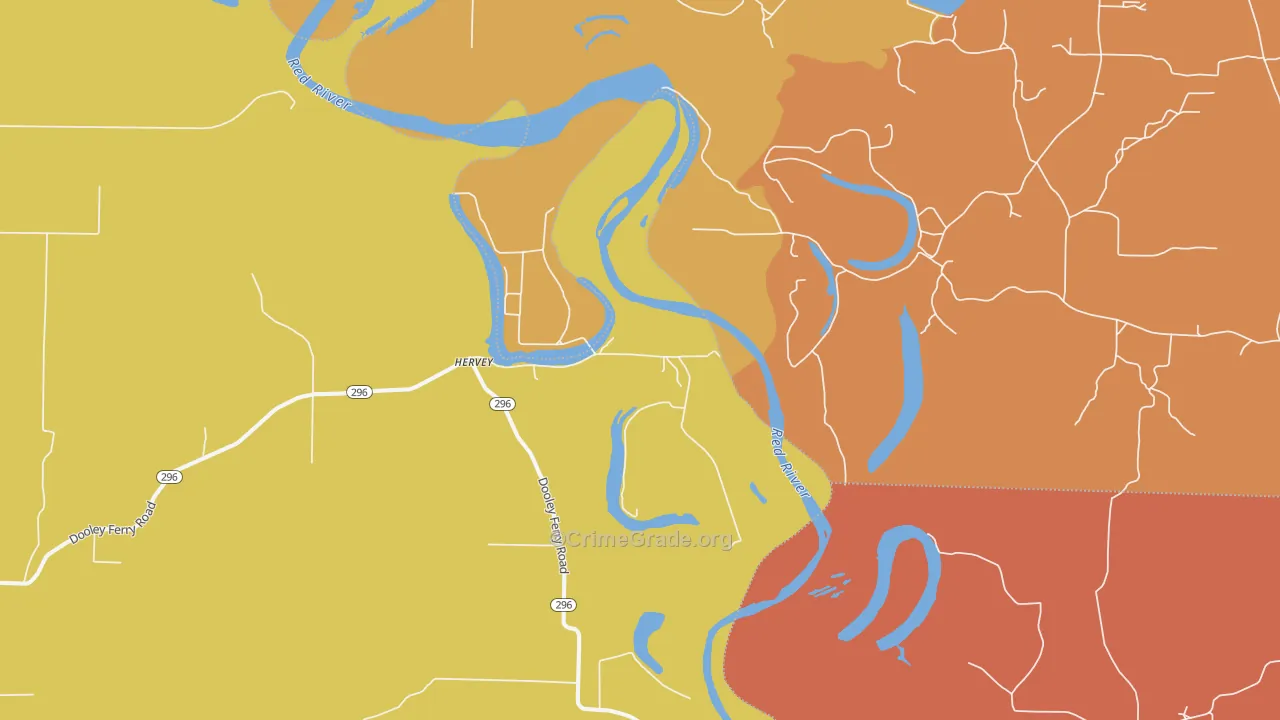 Hervey, AR Map of Robbery Rates