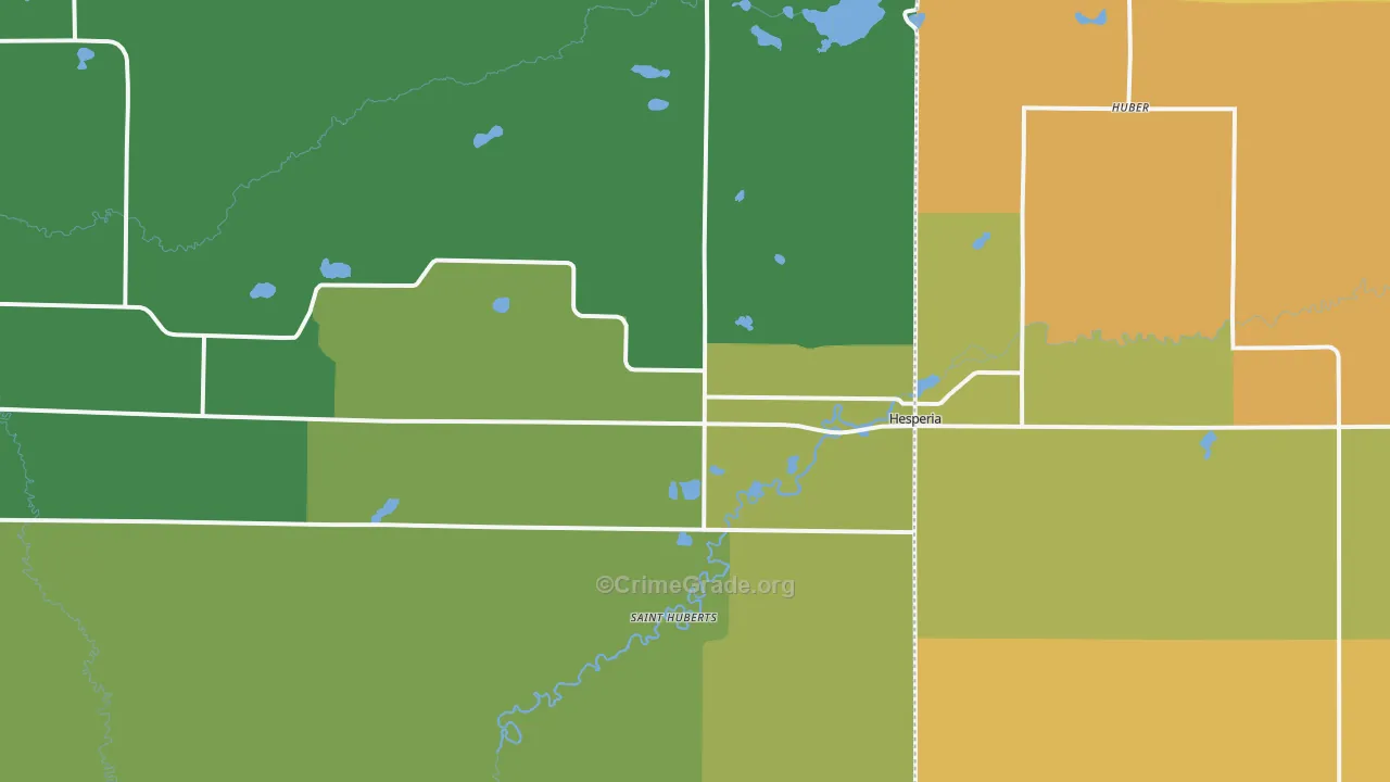 Hesperia, MI Map of Robbery Rates