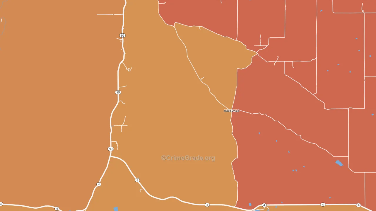 Hessdale, KS Map of Robbery Rates