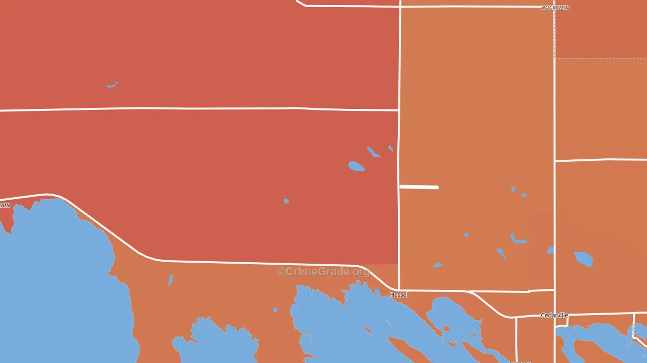 Hessel, MI Map of Robbery Rates