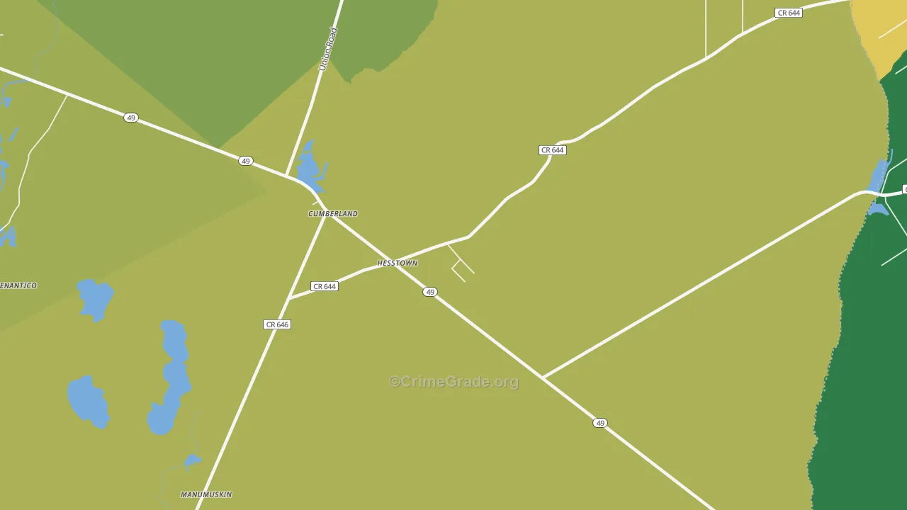 Hesstown, NJ Map of Robbery Rates